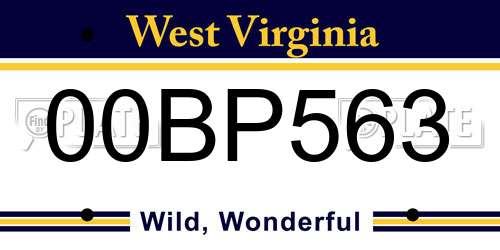 00BP563 West Virginia License Plate