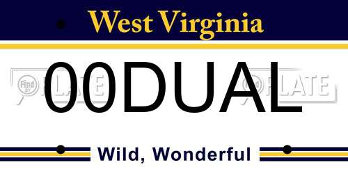 00DUAL West Virginia License Plate