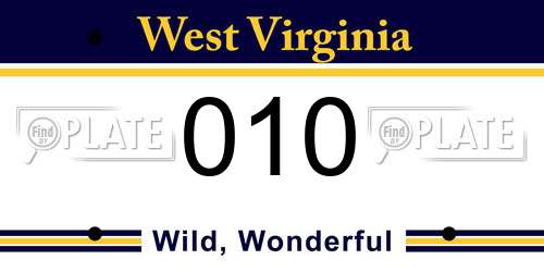 010 West Virginia License Plate