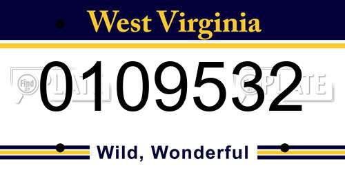 0109532 West Virginia License Plate