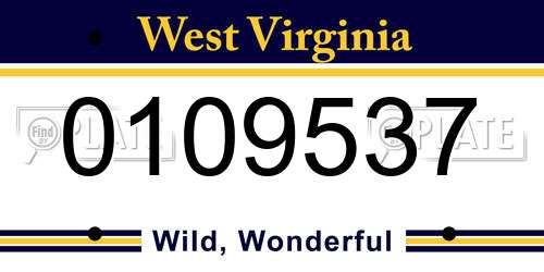 0109537 West Virginia License Plate