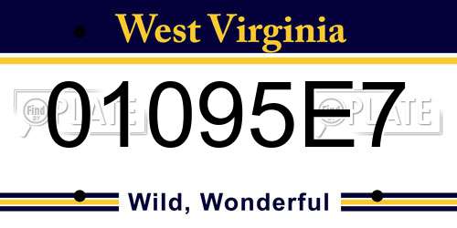 01095E7 West Virginia License Plate