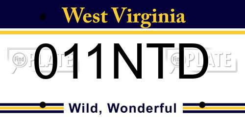 011NTD West Virginia License Plate