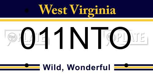 011NTO West Virginia License Plate