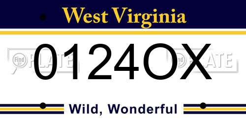 0124OX West Virginia License Plate