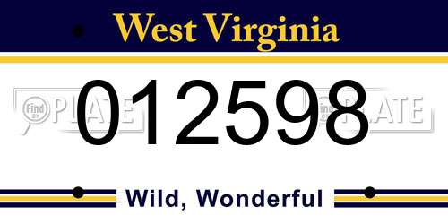012598 West Virginia License Plate