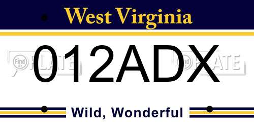 012ADX West Virginia License Plate