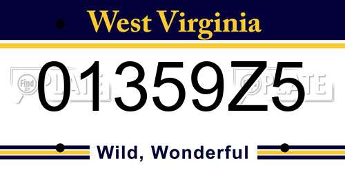 01359Z5 West Virginia License Plate