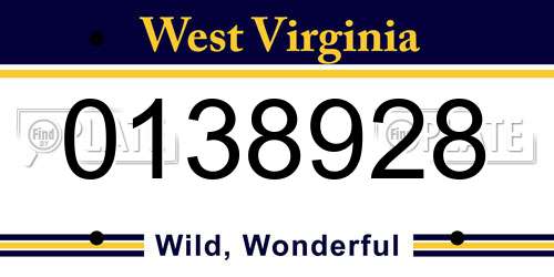 0138928 West Virginia License Plate