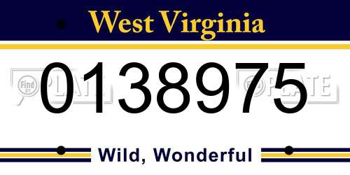 0138975 West Virginia License Plate