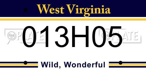 013H05 West Virginia License Plate