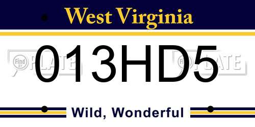 013HD5 West Virginia License Plate