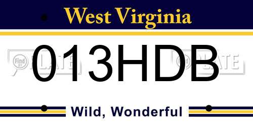 013HDB West Virginia License Plate