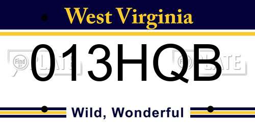 013HQB West Virginia License Plate
