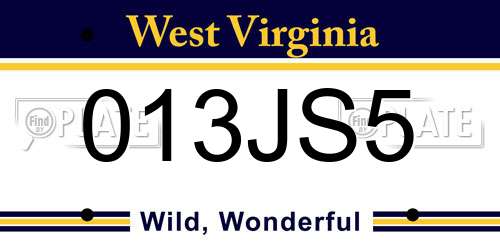 013JS5 West Virginia License Plate