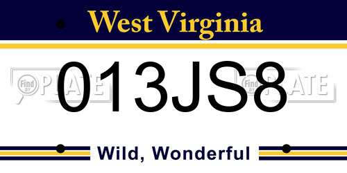 013JS8 West Virginia License Plate