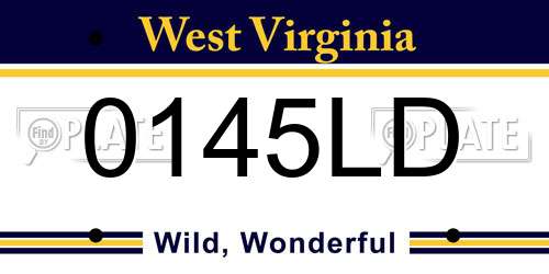 0145LD West Virginia License Plate
