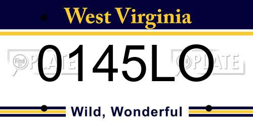 0145LO West Virginia License Plate