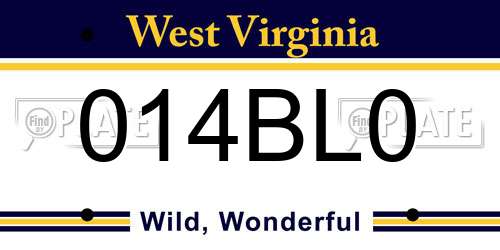 014BL0 West Virginia License Plate