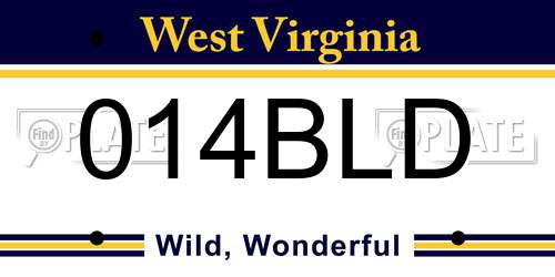014BLD West Virginia License Plate