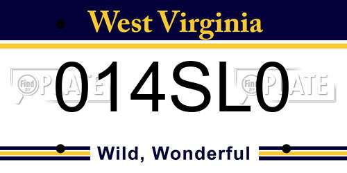 014SL0 West Virginia License Plate