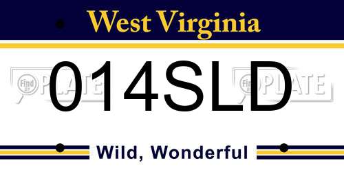 014SLD West Virginia License Plate