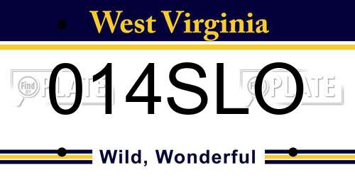 014SLO West Virginia License Plate