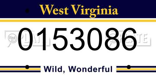 0153086 West Virginia License Plate