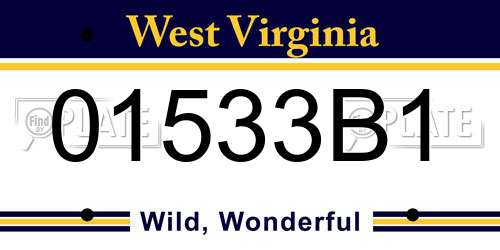 01533B1 West Virginia License Plate