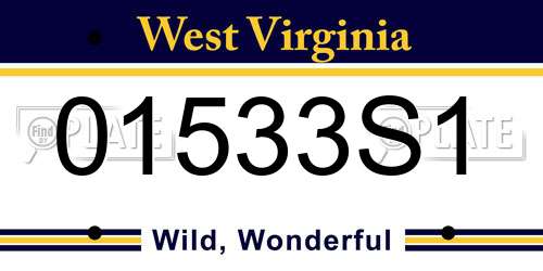 01533S1 West Virginia License Plate
