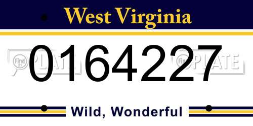 0164227 West Virginia License Plate