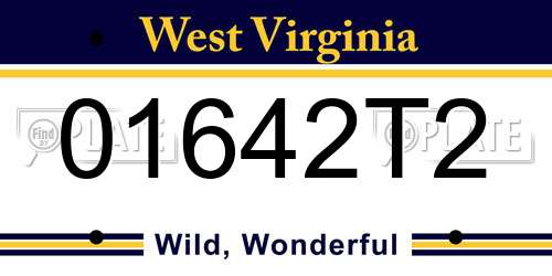 01642T2 West Virginia License Plate