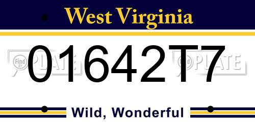 01642T7 West Virginia License Plate