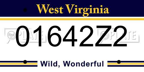 01642Z2 West Virginia License Plate