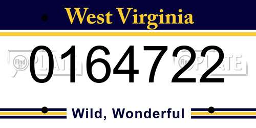 0164722 West Virginia License Plate