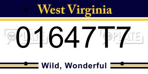 01647T7 West Virginia License Plate