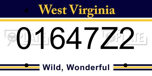 01647Z2 West Virginia License Plate