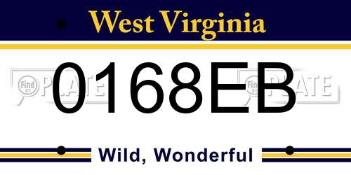 0168EB West Virginia License Plate