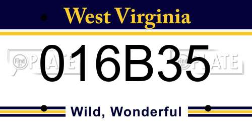 016B35 West Virginia License Plate