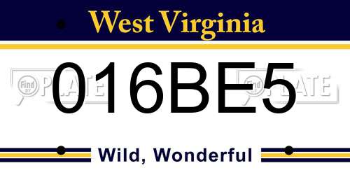 016BE5 West Virginia License Plate