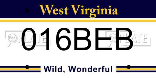 016BEB West Virginia License Plate