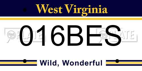 016BES West Virginia License Plate