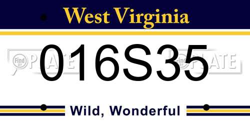 016S35 West Virginia License Plate