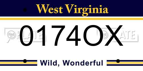 0174OX West Virginia License Plate
