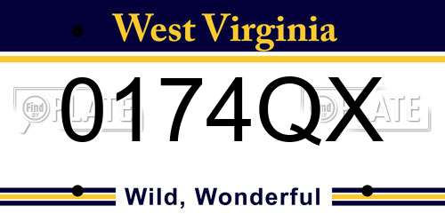 0174QX West Virginia License Plate