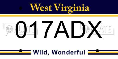 017ADX West Virginia License Plate