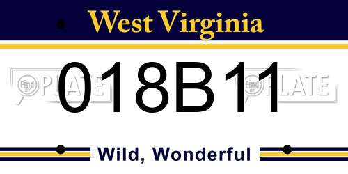 018B11 West Virginia License Plate