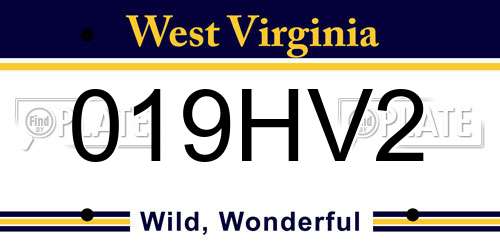 019HV2 West Virginia License Plate
