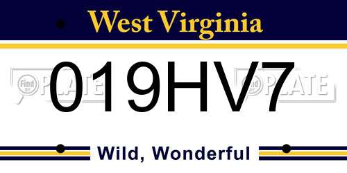 019HV7 West Virginia License Plate