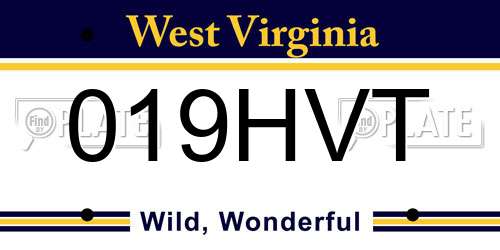 019HVT West Virginia License Plate